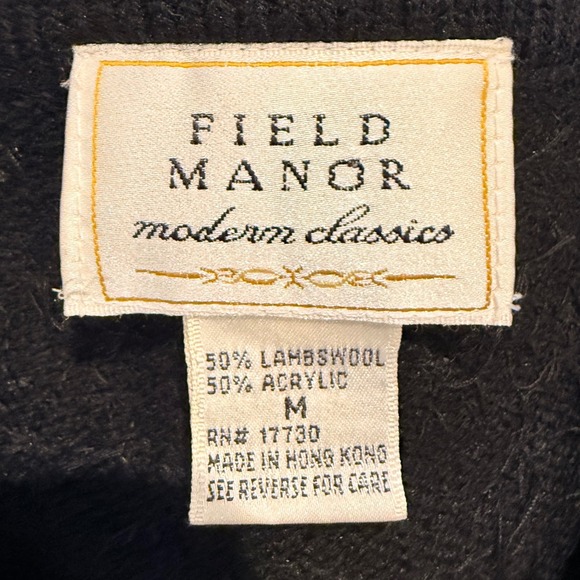 Field Manor Black Lambswool Beaded Button Front Sleeveless Vest Woman's Medium - Picture 5 of 6